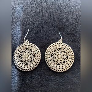 Silver Tone Crystal Snowflake Earrings